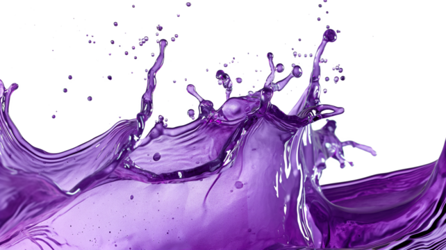 Colorful Abstract Image of Purple Liquid Splashing isolated on a transparent background