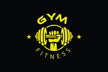 Gym, fitness logo. Sport, bodybuilding concept. Vector illustration