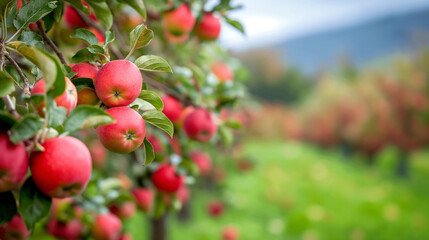 Ripe Apples in Orchard