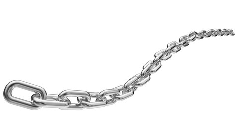 Silver chain isolated on a transparent background. 3D render of chromed metal.
