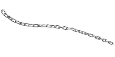 Silver chain isolated on a transparent background. 3D render of chromed metal.
