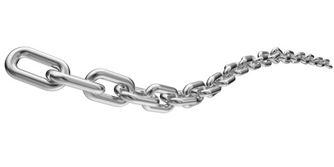 Silver chain isolated on a transparent background. 3D render of chromed metal.
