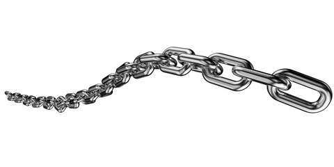 Silver chain isolated on a transparent background. 3D render of chromed metal.
