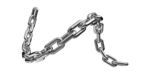 Silver chain isolated on a transparent background. 3D render of chromed metal.
