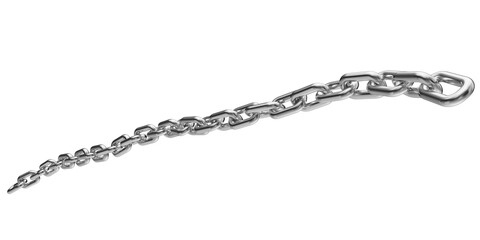 Silver chain isolated on a transparent background. 3D render of chromed metal.
