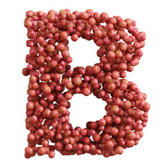 Alphabet made of pomegranate fruit, letter B