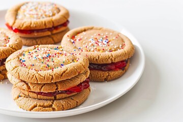 Elegant Almond Butter Cookies with Vibrant Rhubarb Jam Centerpiece