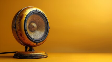 Rusty speaker on a yellow background