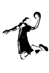 straight vector image silhouette modern basketball exercises stretching, beauty, body line art. For use as a brochure template or for use in web design.