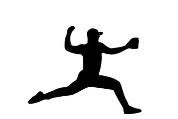 straight vector image silhouette modern baseball exercises stretching, beauty, body line art. For use as a brochure template or for use in web design.