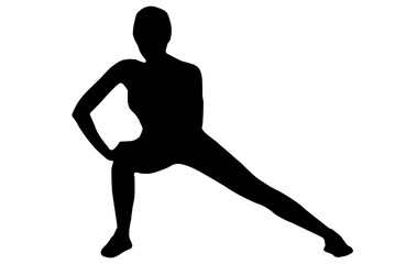 straight vector image silhouette modern yoga exercises stretching, beauty, body line art. For use as a brochure template or for use in web design.