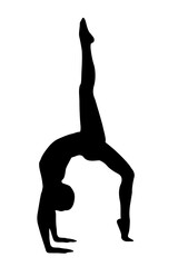 straight vector image silhouette modern yoga exercises stretching, beauty, body line art. For use as a brochure template or for use in web design.