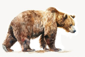 Fototapeta premium Bear, Pastel-colored, in hand-drawn style, watercolor, isolated on white background
