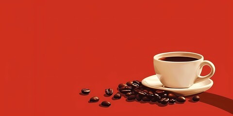 a cup of coffee, a poster background image of a coffee cup, coffee beans