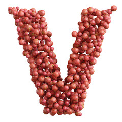 Alphabet made of pomegranate fruit, letter V