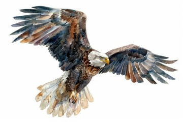 Eagle,  Pastel-colored, in hand-drawn style, watercolor, isolated on white background