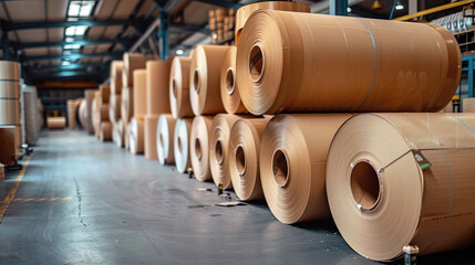 Recycled paper reels at generic corrugated plant,  ecologic solutions, cardboards