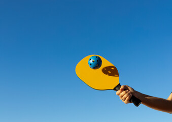 Arm striking a ball with a shovel