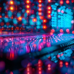 Fototapeta premium Futuristic Cityscape with Vibrant Neon Lights and Abstract Technology Theme