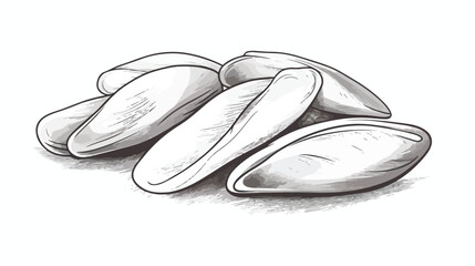 Mussel in closed shell monochrome sketch vector ill
