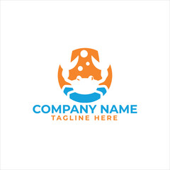 Line art hand pets animal care logo symbol design illustration
