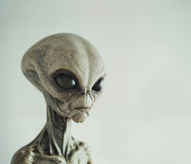 Naklejka premium Portrait of an alien with big black eyes