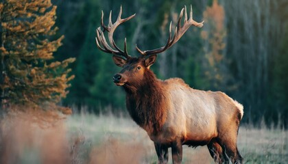 north american elk the elk or wapiti cervus canadensis in the natural habitat