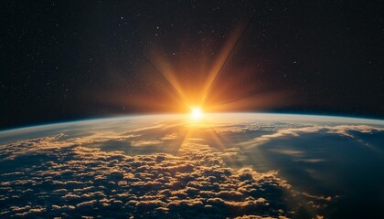 sunrise on the earth seen from the space