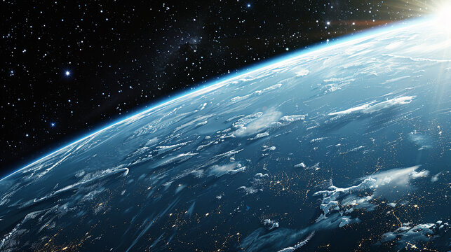 a partial of earth in space