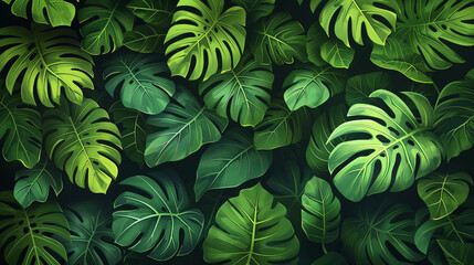 A lush green background with many leaves of various sizes