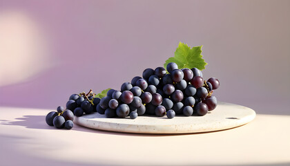 Fresh black grapes close up with water drops