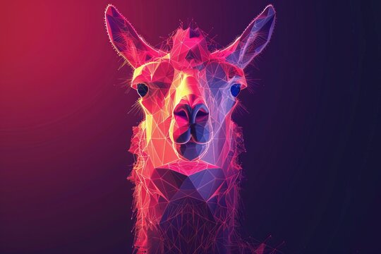 digital glowing lama of 3d triangular polygons