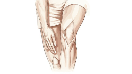 Painted knee pain. Discomfort in a joint leg. Sympt