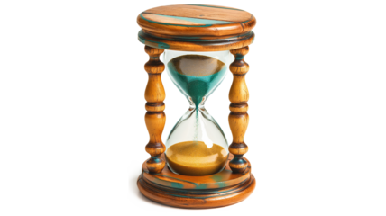 Colorful Hourglass representing the Passage of Time isolated on a transparent background