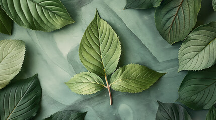 A leafy green background with a single leaf in the foreground