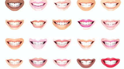 Orthodontic braces icons or symbols bundle with smi