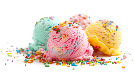 Colorful Ice Cream With Sprinkling Sprinkles isolated on a transparent background