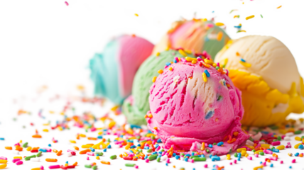 Colorful Ice Cream With Sprinkling Sprinkles isolated on a transparent background