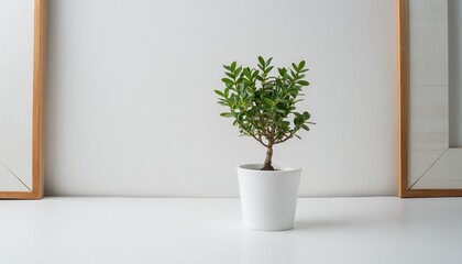 white pot modern plant white background minimal generative ai