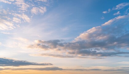 beautiful blue sunset sky with white clouds background generative ai