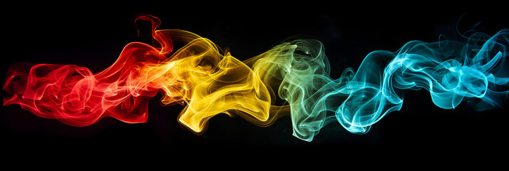 Whispers of colorful smoke on a black background.
