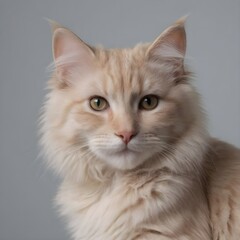 Obraz premium Majestic fluffy Cream-Colored Long-Haired Cat Posing Against a Neutral Background