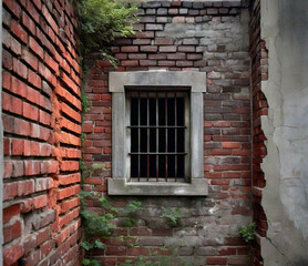 old brick wall with window