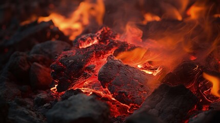 Fiery Inferno Engulfs Black Rock Formation