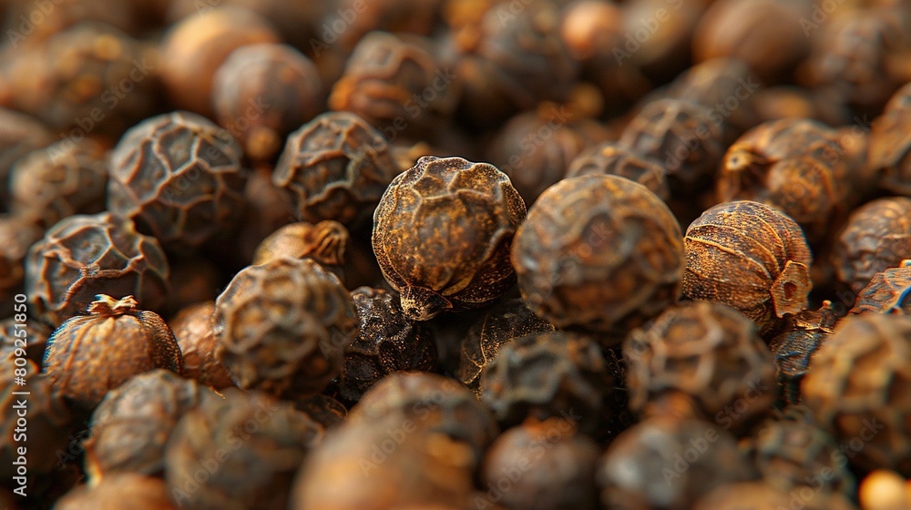 Poster a macro of nuts gathered from the ground stacked atop one another