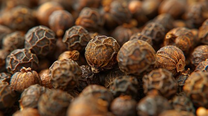  A macro of nuts gathered from the ground stacked atop one another