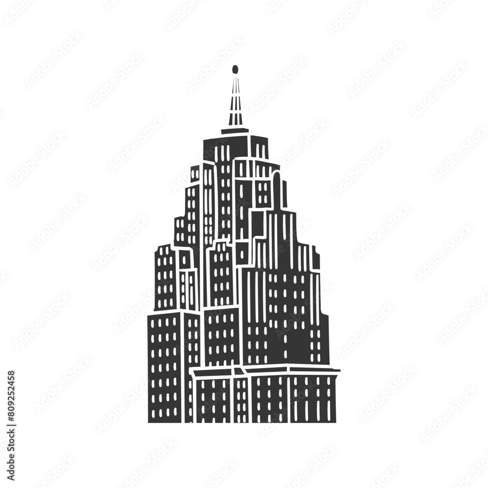 Canvas Prints penobscot building icon silhouette illustration. detroit vector graphic pictogram symbol clip art. d