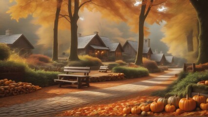 "Embrace autumn's rustic charm captivating photograph against fallen leaves backdrop, exuding cozy elegance"