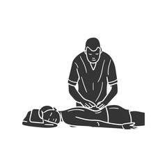 Physical Therapy Icon Silhouette Illustration. Therapist Vector Graphic Pictogram Symbol Clip Art. Doodle Sketch Black Sign.