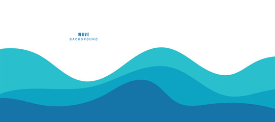 Vector layered blue water wave banner template	